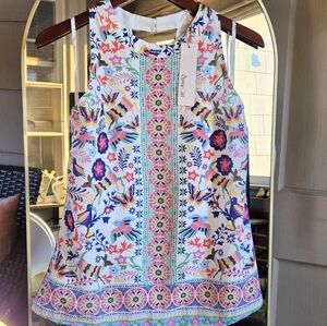 Sunny Girl Australia Colorful Print Sleeveless Top NWT Medium Vacation Resort